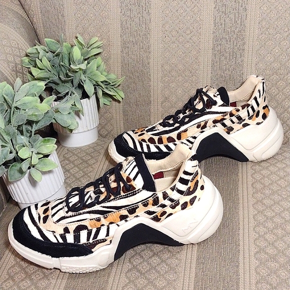 Mark Nason Animal Print Leopard Zebra Hair Calf Trainer Shoes - Picture 14 of 15